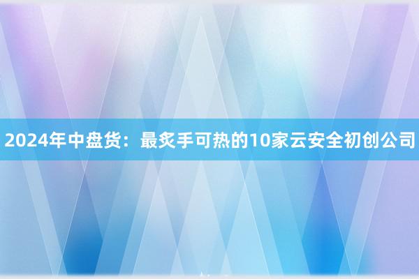 2024年中盘货：最炙手可热的10家云安全初创公司