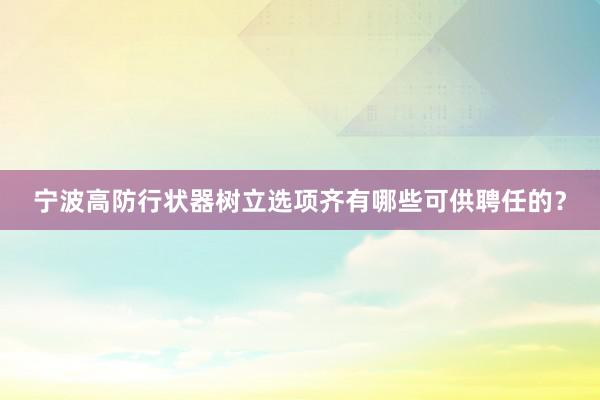 宁波高防行状器树立选项齐有哪些可供聘任的？